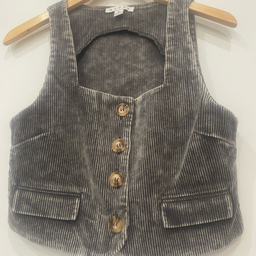 HYFVE Gray Ribbed Knit Top
